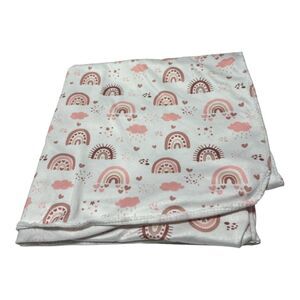 Shein Pink Rainbow Cloud Stretchy Swaddle Baby Blanket Girl Heart